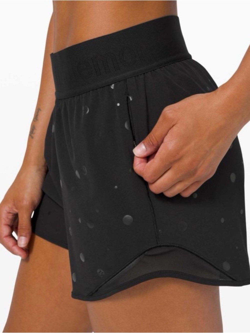 Rare Black Foil Polka Dot Lululemon Shorts